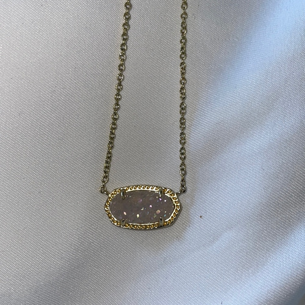 Kendra Scott Elisa Gold Extended Length Pendant Necklace in Iridescent Drusy